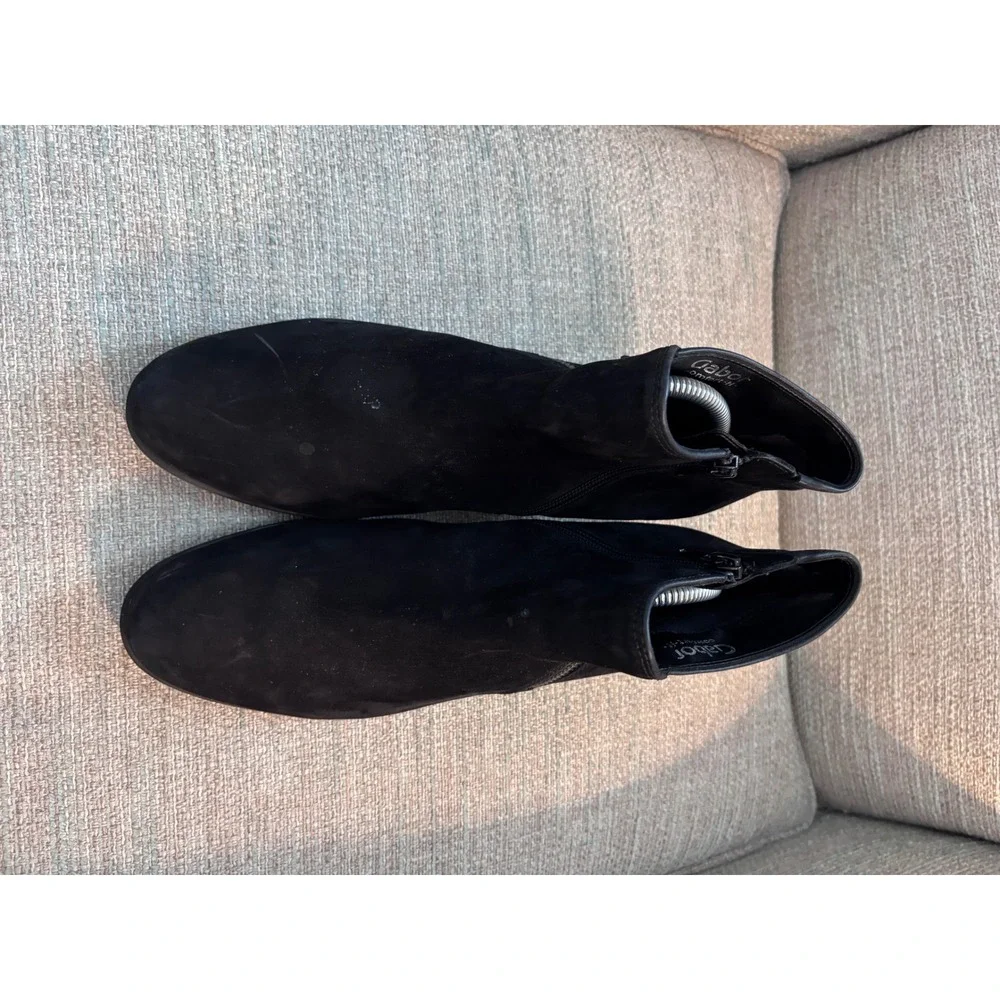 Gabor Comfort-H Black Suede Ankle Boots Side Zip Block Heel 96.603 7.5 UK 10 US